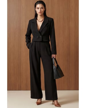 Jacke mit Knöpfen und plissierte Hose Zweiteiliges Set