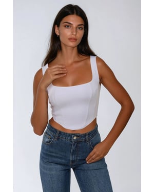 Eckiger Ausschnitt Enges Crop-Top