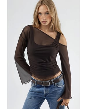 Asymmetrisches Kragen Anpassungsfähiges Crop Top