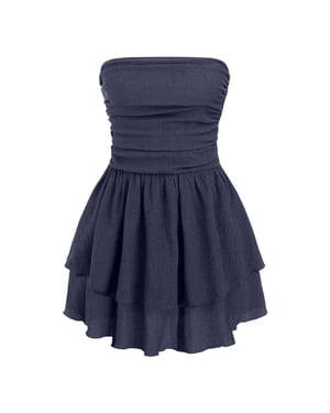 Trägerloses strukturiertes Rüschenshortkleid