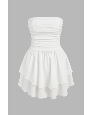 Trägerloses Rüschenshirt Mini Kleid