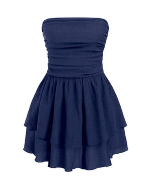 Trägerloses Rüschenshirt-Mini-Kleid