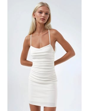 Herzkragen Rüschenshirt Mini-Kleid
