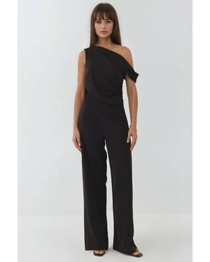 Weitgelegte asymmetrische Kragen-Jumpsuit