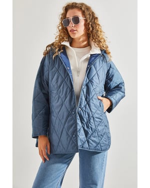 Kapuze Übergroße Steppjacke