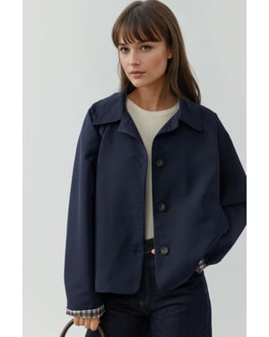 Karo-Futterjacke mit Knopfverschluss