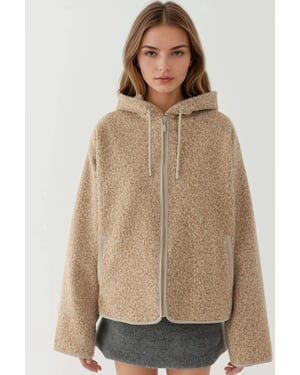 Strukturierte Full Zip Komfort Fit Kapuzenjacke