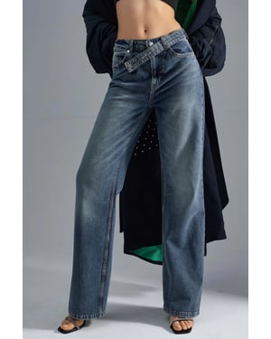 SQUALO hohe-taillierte weite Jeans