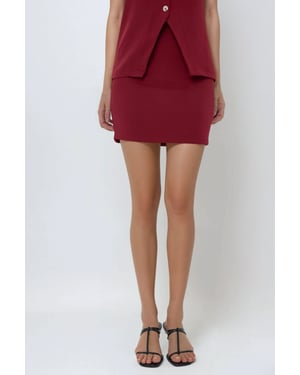 Hochtaillierter burgunderfarbener Slim Fit Minirock