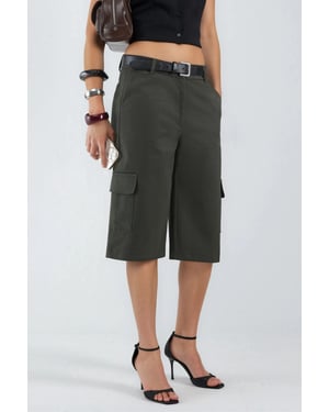 Hiccup Tief sitzende Cargo-Shorts (ohne Gürtel) - Khaki