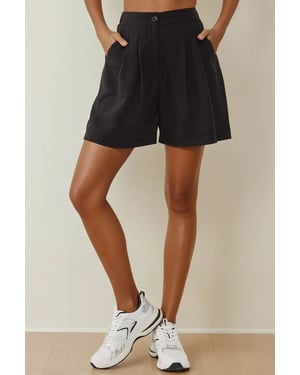 Hochtaillierte Falten-Lyocell-Shorts mit weichem Touch