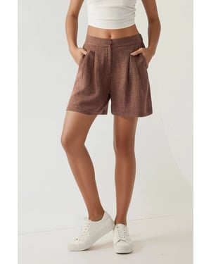 Hiccup Hochtaillierte, plissierte Lyocell-Shorts mit weichem Touch - Mokka