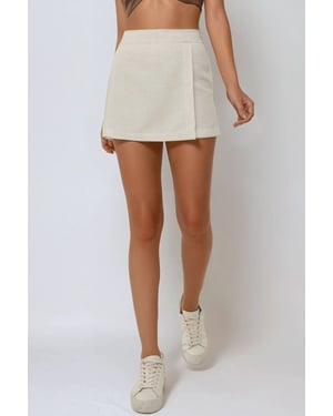 Texturierte Leinen-Optik Mini-Skorts