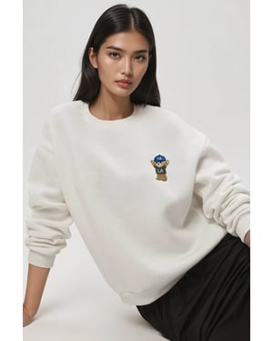 Bestickter Baumwollpullover