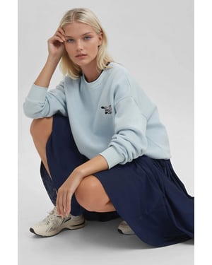Komfort Sweatshirt mit gesticktem Tiermuster und erhöhtem Rundhalsausschnitt