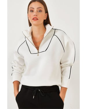Hoodie mit verkürztem Schnitt und übergroßem Schnitt mit Pompon
