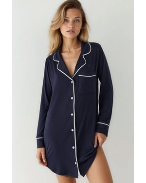 Extra weiches Touch Entspanntes Mini-Loungekleid mit Hemdkragen
