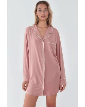 Extra weiches Touch entspanntes Mini-Lounge-Kleid mit Hemdkragen