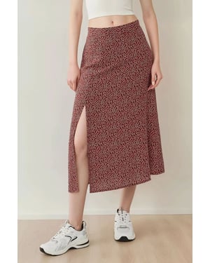Blumen Hochtaillierte Midi-Rock