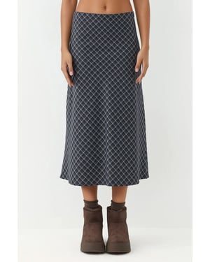 Midikleid A-Linien Passform Karierten Rock mit Reißverschluss