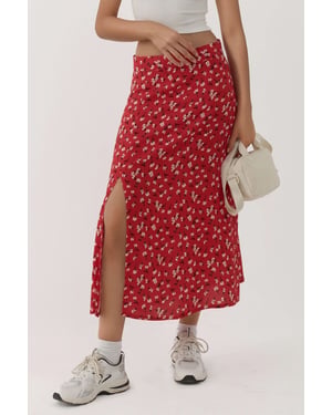 Blumige Hohe Taille Midi-Rock