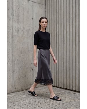 Spitzenverzierte Satin-Midi-Rock