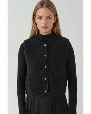Strukturierte ärmellose Crew-Neck-Weste