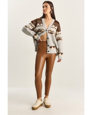 Elastische Taille Kunstleder Skinny-Hose