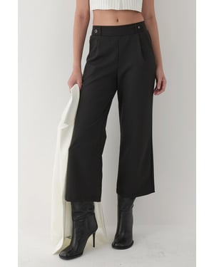 Hose mit Knopfdetail und hohem Taillenbund