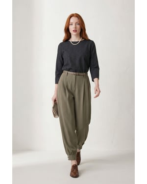 Gürtel-Bedruckte Leg Tailored Hose