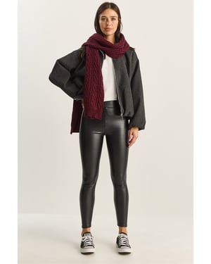 Elastische Taille Kunstleder Skinny-Hose