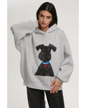 Übergroßer bedruckter Kapuzenpullover