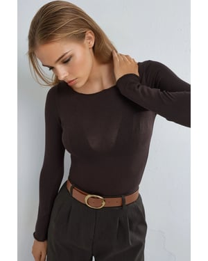Boots-Ausschnitt Cashmere-Mischung Ultra-Leichtbluse