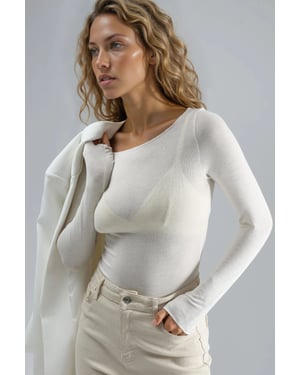 Boot-Ausschnitt Cashmere-Mix Ultra-Leichte Bluse
