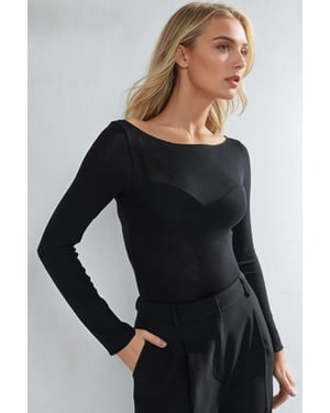 Boot-Neck Cashmere-Mischung Ultraleichte Bluse