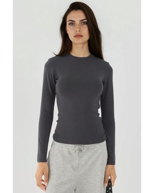 Ultraweiches Slim-Fit Crew-Neck Langarm-Basictop