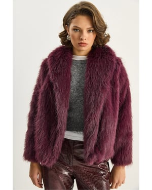 Kunstfell Kurzjacke mit offenem Kragen