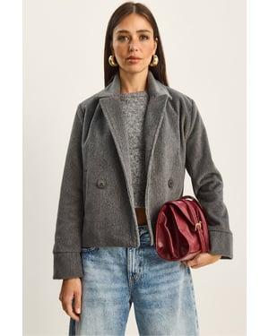 Plüsch Button-Up Mantel mit Taschen
