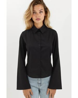 Tailliertes Langarmshirt