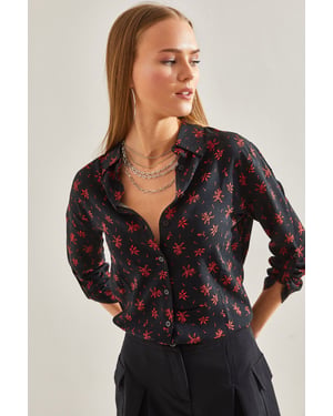 Blumen-Viskose-Shirt