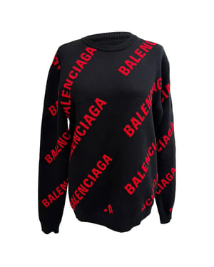 Balenciaga Allover-Logo-Pullover aus schwarzer Baumwolle