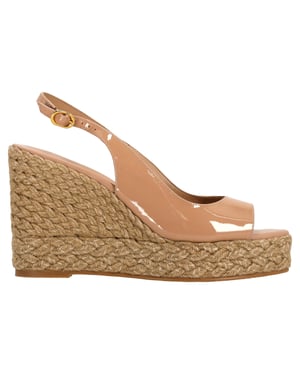 Stuart Weitzman Island Slingback Espadrille Sandalen aus beigem Lackleder