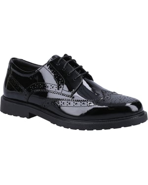 Hush Puppies Verity Leder Damen Lack Schwarze Brogues Schuhe