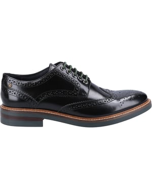 Base London Woburn Excel Herren Brogues Schuhe Schwarz