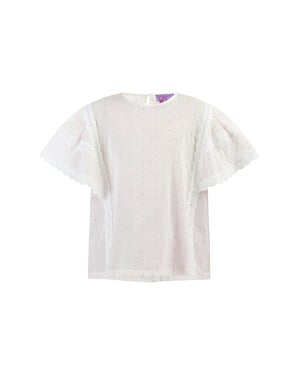 Mymo Bluse Mädchen Weiss Pinkorange Punkte