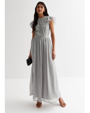 Gini London Maxikleid mit silbernen Verzierungen - Silber