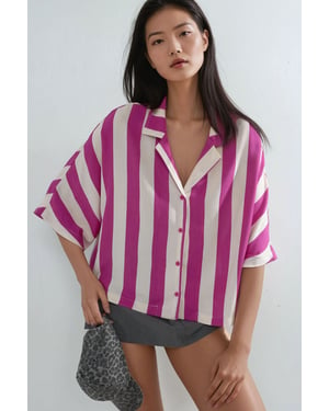 Relaxed Fit Gestreiftes Button-Up Hemd