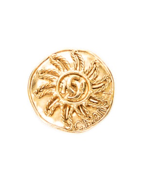 CC Round Sun Brooch Pin Brosche