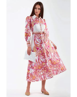 Maxikleid mit Paisleymuster und Gürtel