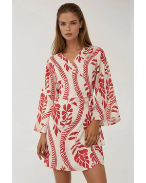 Blumen V-Ausschnitt Mini-Kleid